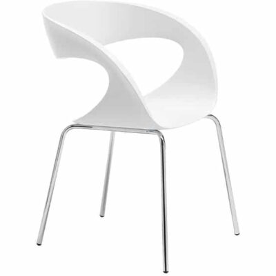 Midj Raff S Mbd M Chair Stoel 4poot Chroom Wit Projectmeubilair