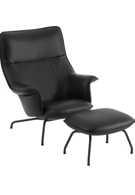 Muuto Doze Lounge Chair Leer Zwart Leather Zitten Kantoormeubilair Projectmeubilair