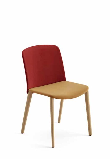 Arper Mixu stoel Collectie 4poot Hout Stoelen Kantinestoelen Projectmeubilair Rood Geel