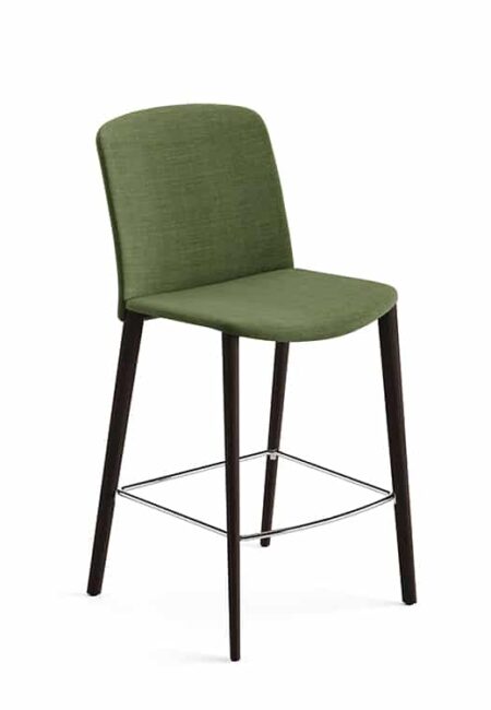 Arper Mixu stoel Collectie 4poot Projectmeubilair Kruk Stool Hout Groen Gestoffeerd Horeca