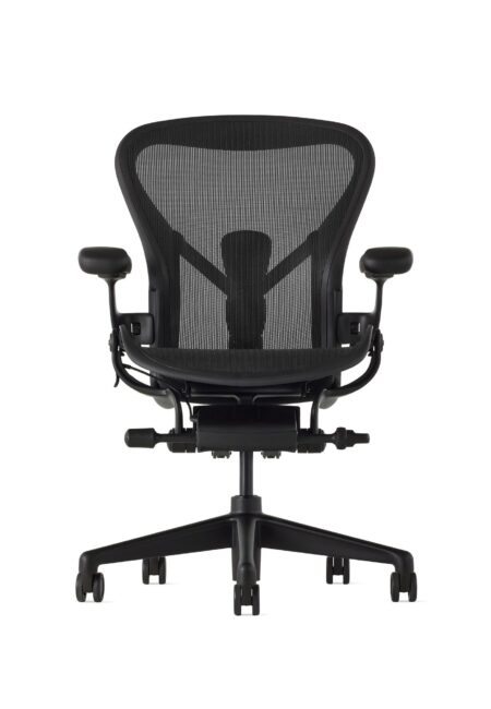 HermanMiller Aeron Oceanboundplastic Recyclebaar Bureaustoel Duurzaam Onyx Projectmeubilair voorkant