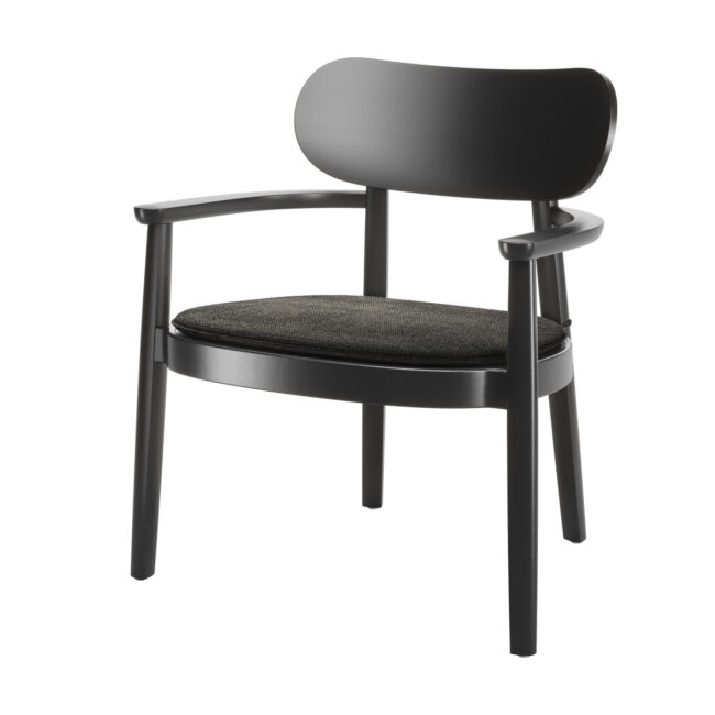 Thonet Lounge Chair Houten Stoel Zwart Leren Zitting Projechtmeubilair