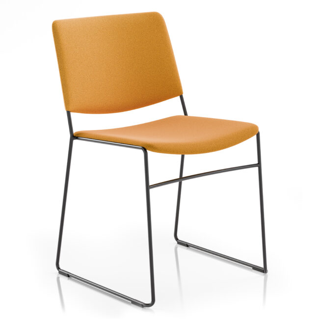 Fornasarig Link60x Poedercoat Oranje Gestoffeerd Stapelbaar Sledestoel Projectmeubilair