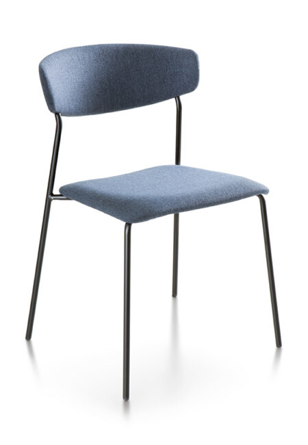 Fornasarig Wolfgang Metal Stoel Gestoffeerd Grijs Zwart Frame Projectmeubilair